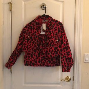 TOPSHOP red leopard jacket and skirt combo